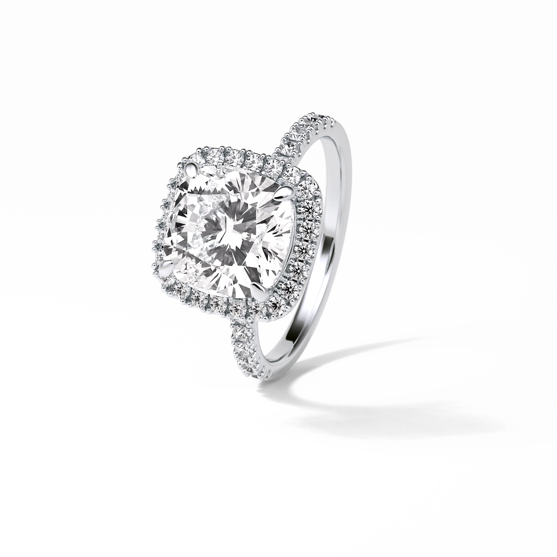 Cushion Pave & Halo Lab Grown Diamond Engagement Ring
