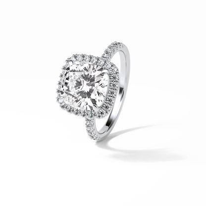 Cushion Pave & Halo Lab Grown Diamond Engagement Ring