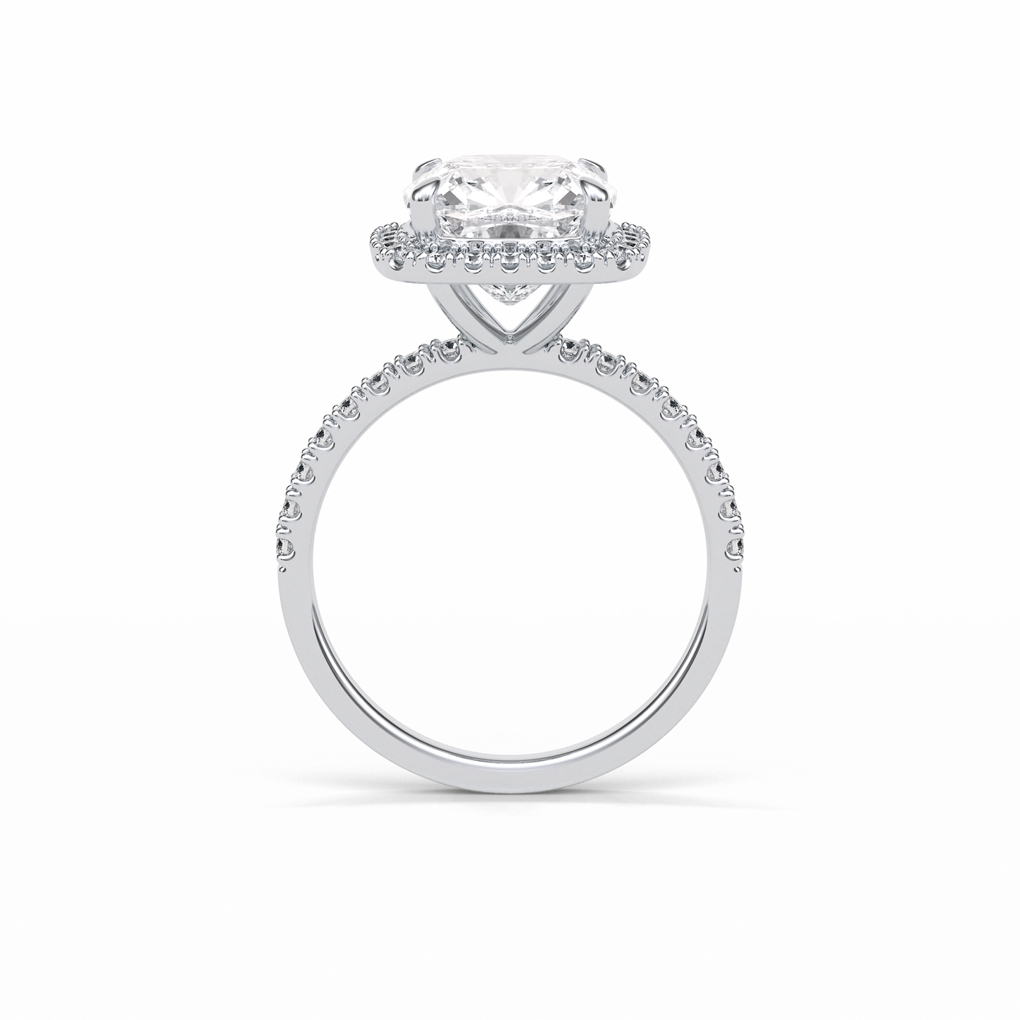 Cushion Pave & Halo Lab Grown Diamond Engagement Ring
