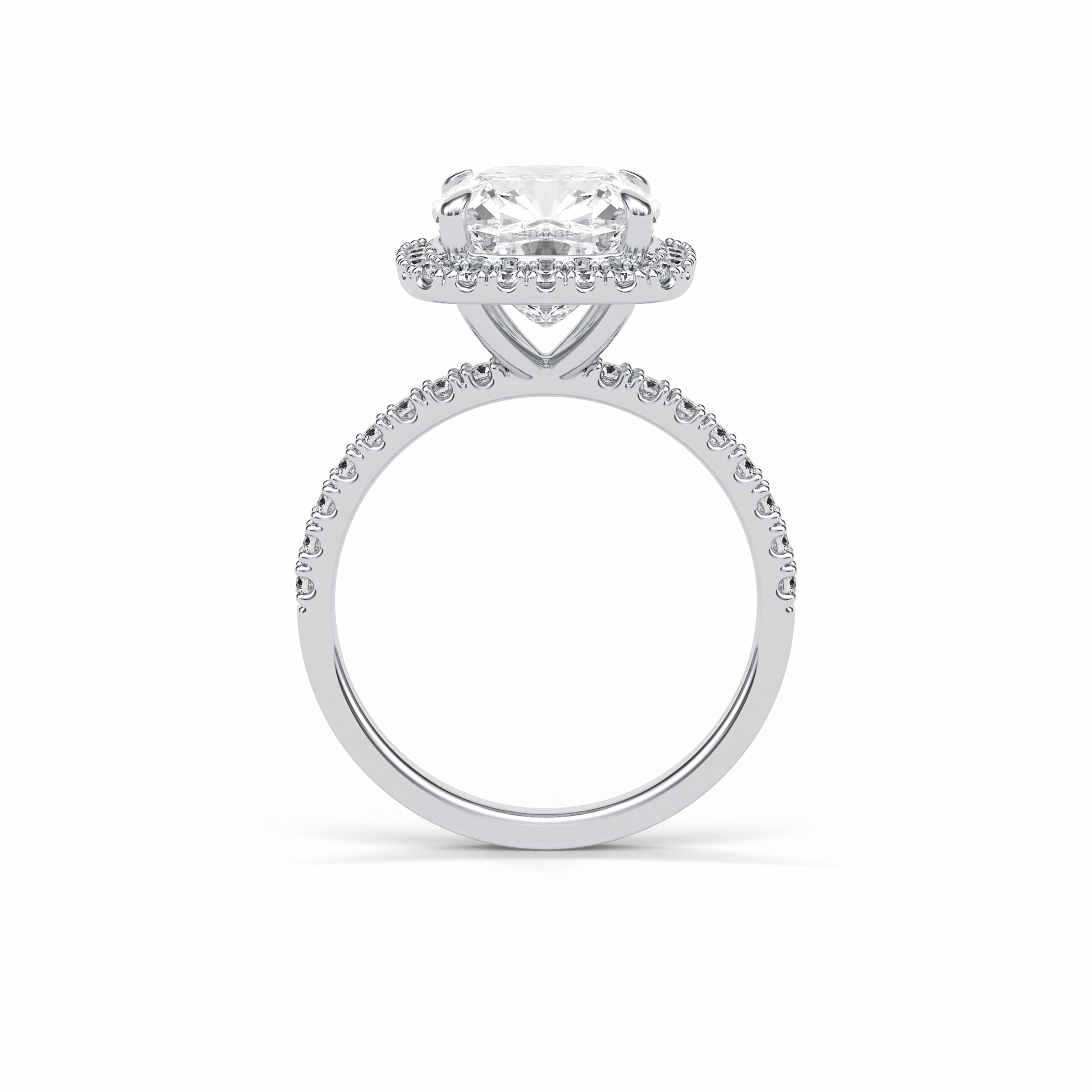 Cushion Pave & Halo Lab Grown Diamond Engagement Ring