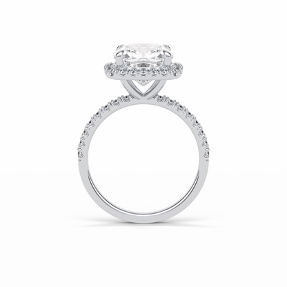 Cushion Pave & Halo Lab Grown Diamond Engagement Ring