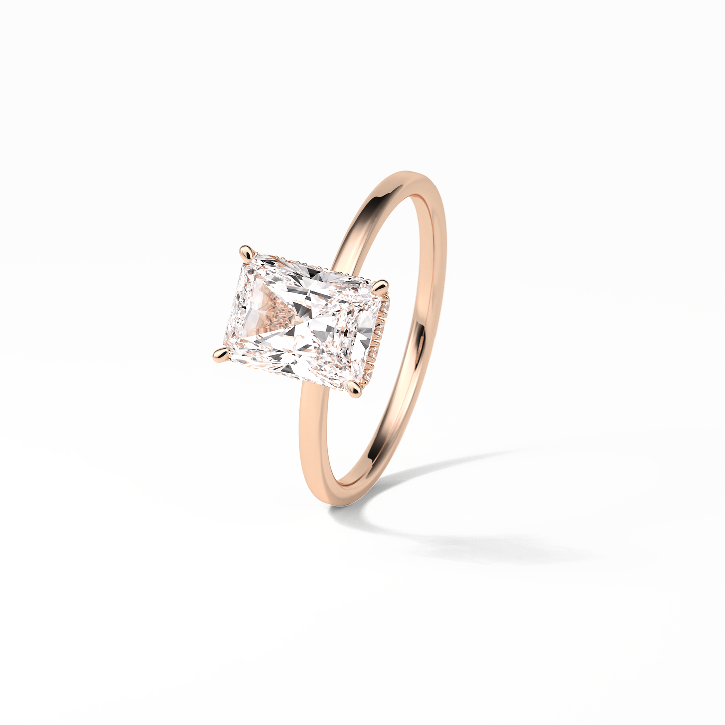 Radiant Hidden Halo Lab Grown Diamond Engagement Ring