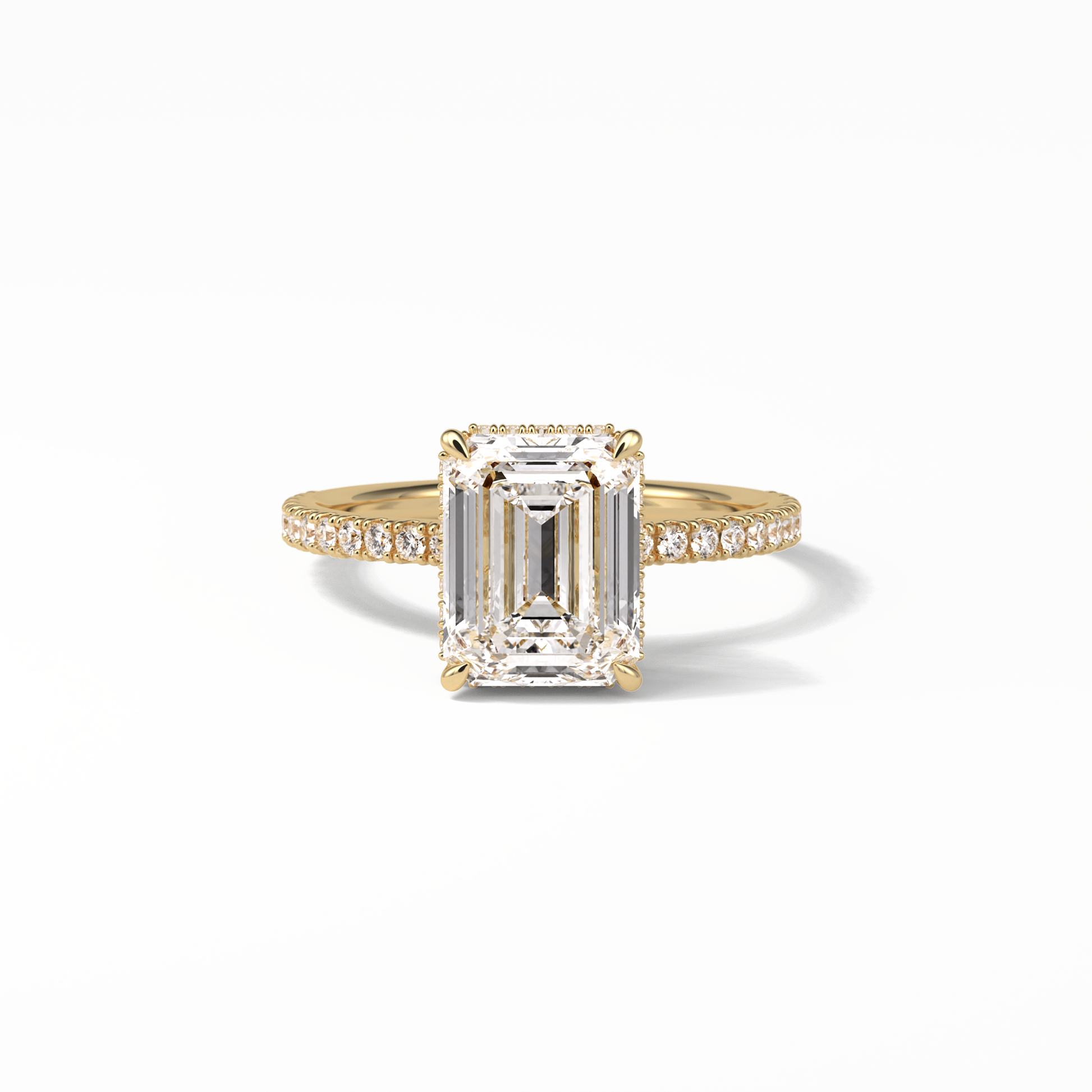 Emerald Hidden Halo & Pave Lab Grown Diamond Engagement Ring