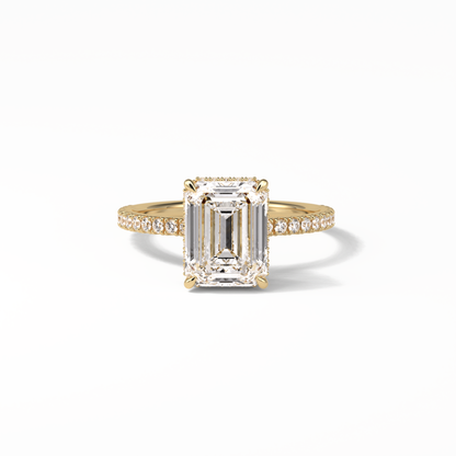 Emerald Hidden Halo & Pave Lab Grown Diamond Engagement Ring