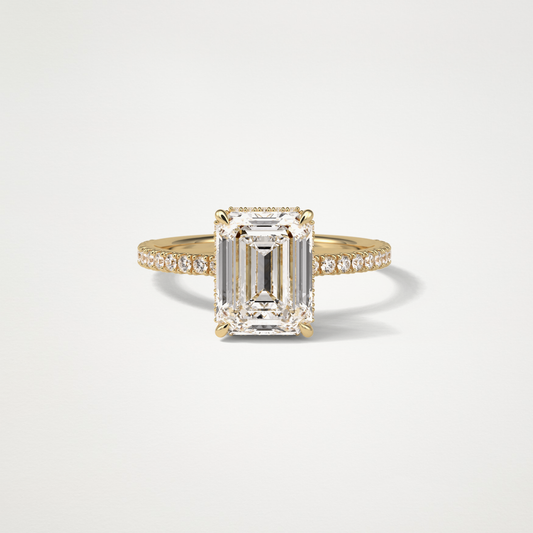 Emerald Hidden Halo & Pave Lab Grown Diamond Engagement Ring