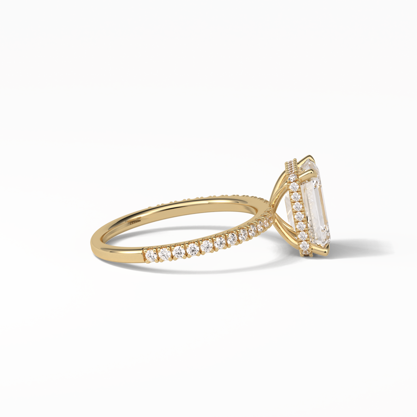 Emerald Hidden Halo & Pave Lab Grown Diamond Engagement Ring