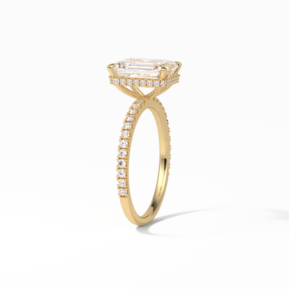 Emerald Hidden Halo & Pave Lab Grown Diamond Engagement Ring