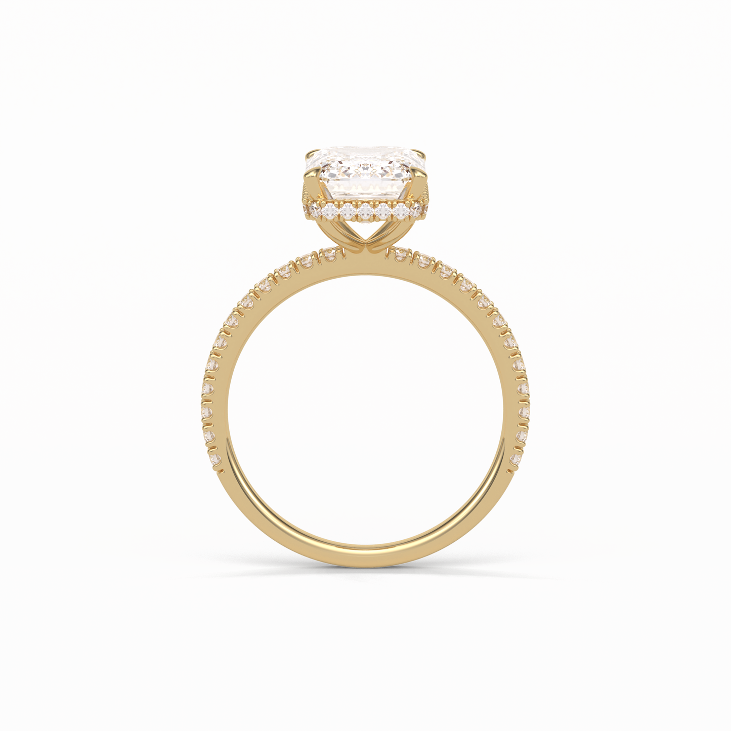 Emerald Hidden Halo & Pave Lab Grown Diamond Engagement Ring