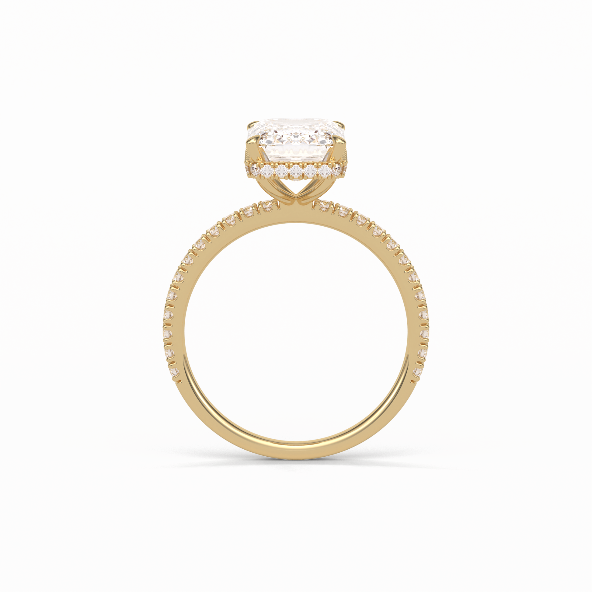 Emerald Hidden Halo & Pave Lab Grown Diamond Engagement Ring