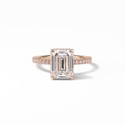 Emerald Hidden Halo & Pave Lab Grown Diamond Engagement Ring