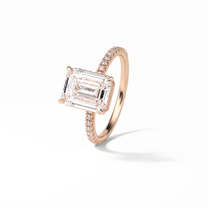 Emerald Hidden Halo & Pave Lab Grown Diamond Engagement Ring