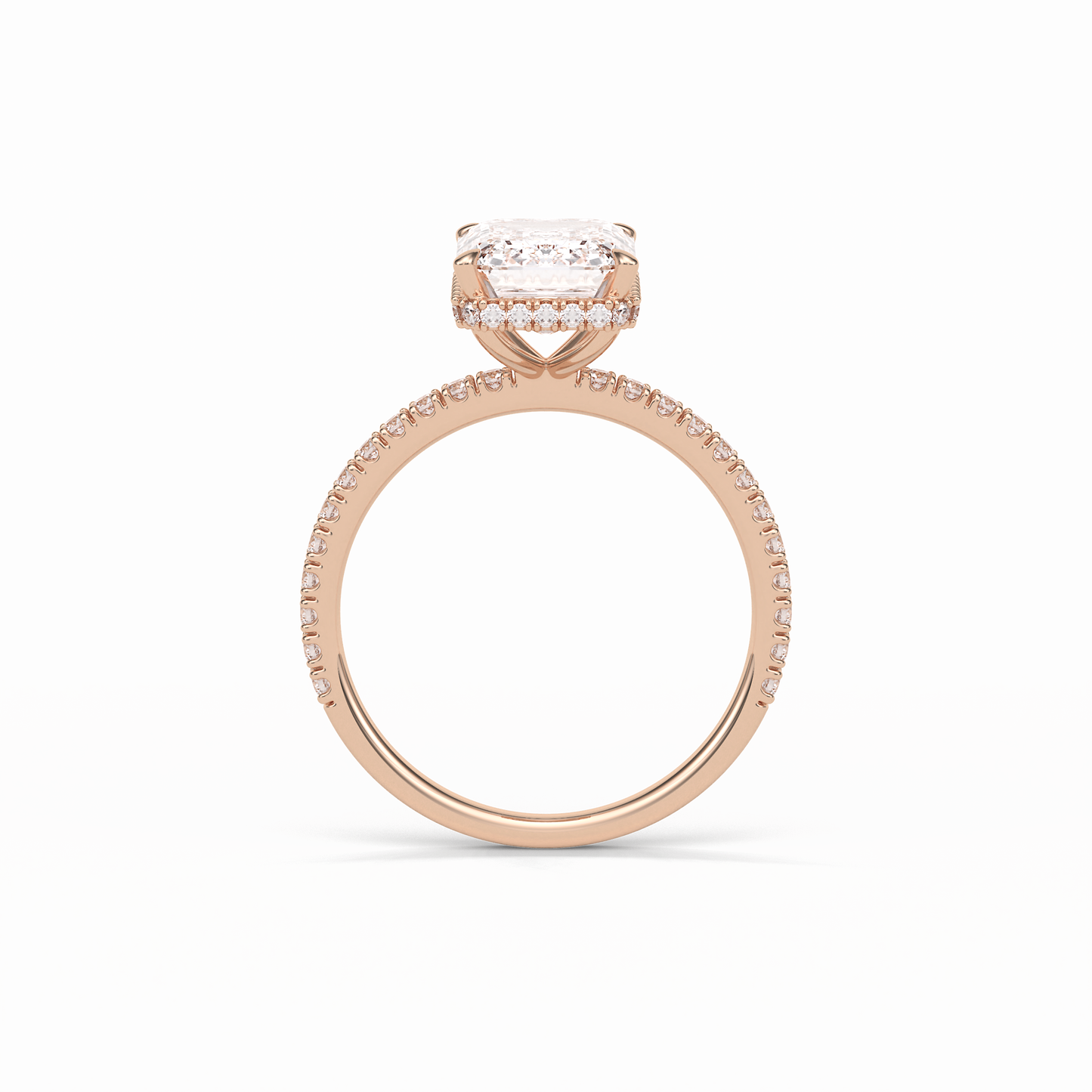 Emerald Hidden Halo & Pave Lab Grown Diamond Engagement Ring