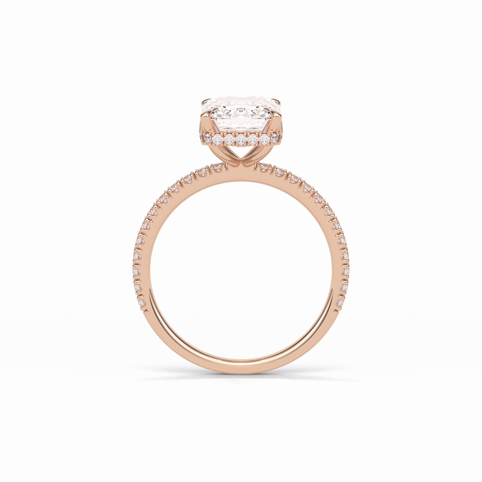 Emerald Hidden Halo & Pave Lab Grown Diamond Engagement Ring