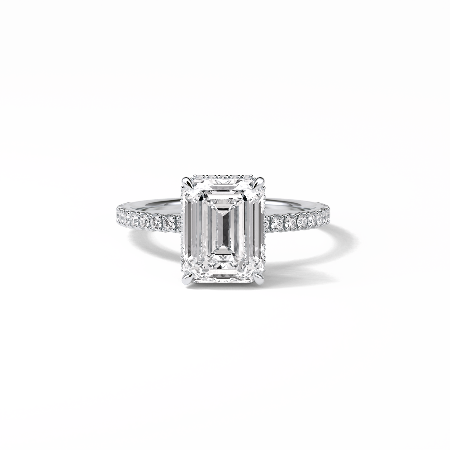 Emerald Hidden Halo & Pave Lab Grown Diamond Engagement Ring