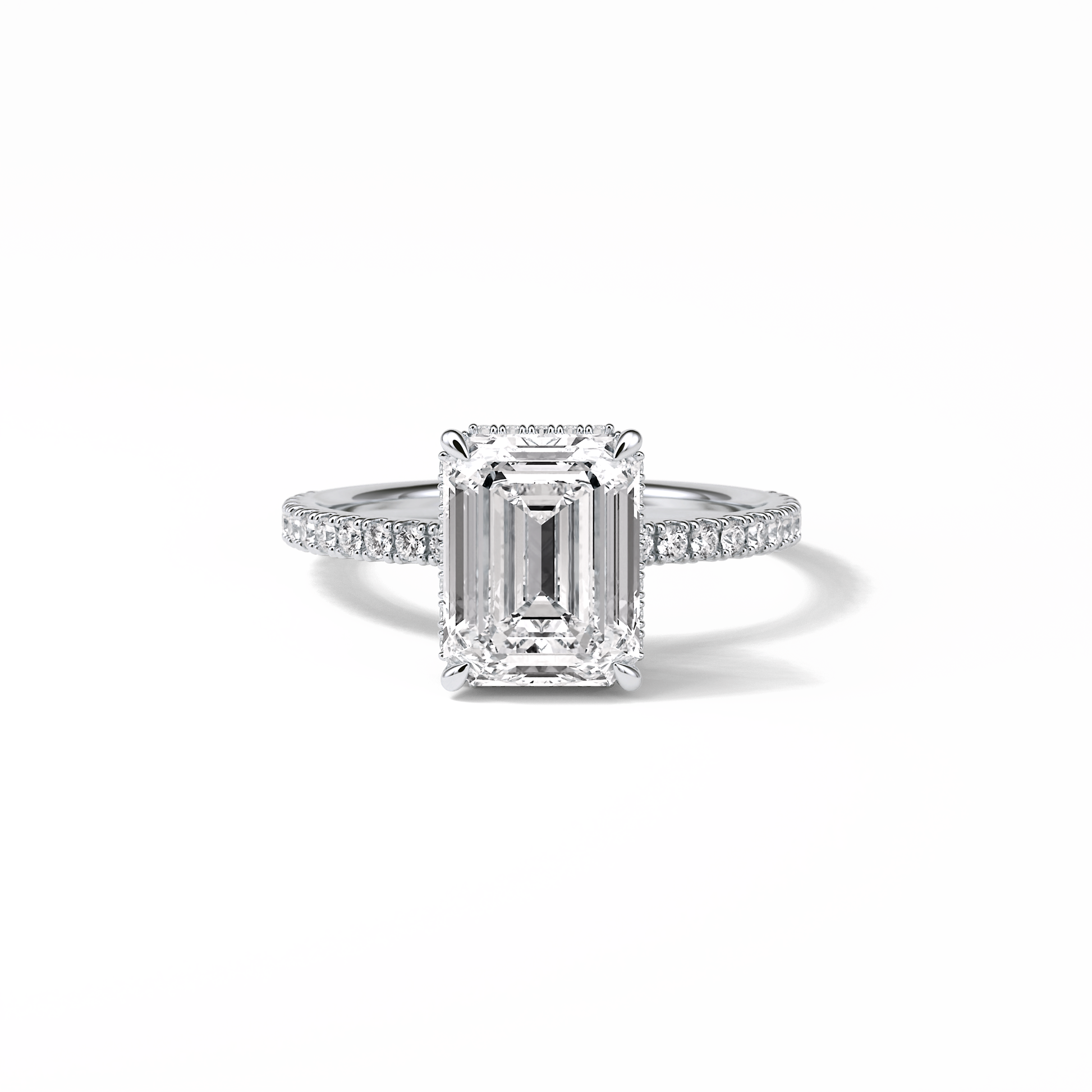 Emerald Hidden Halo & Pave Lab Grown Diamond Engagement Ring