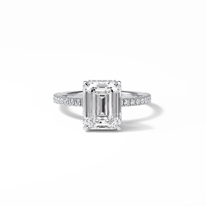 Emerald Hidden Halo & Pave Lab Grown Diamond Engagement Ring