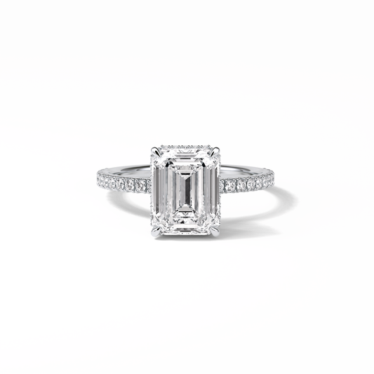 Emerald Hidden Halo & Pave Lab Grown Diamond Engagement Ring