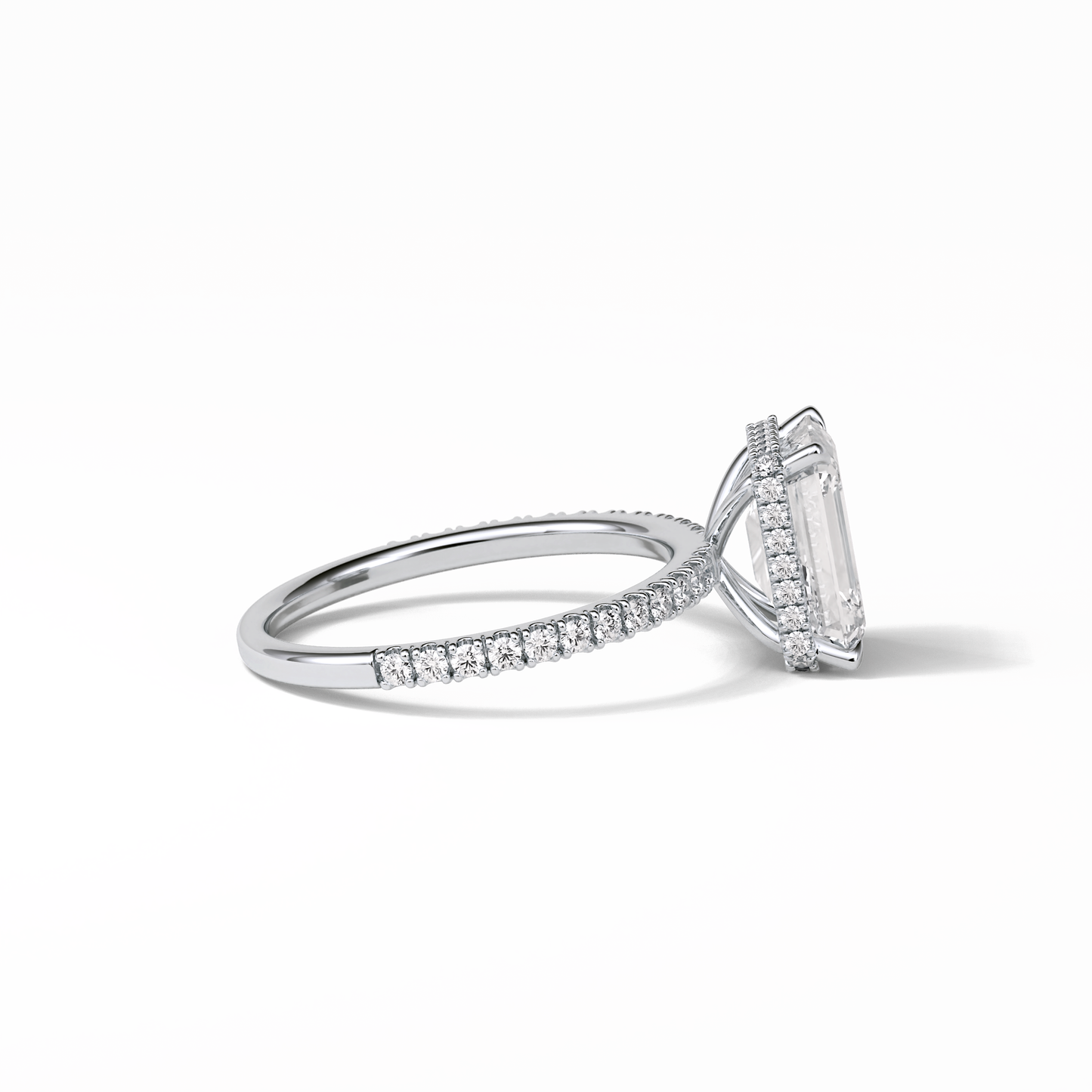 Emerald Hidden Halo & Pave Lab Grown Diamond Engagement Ring