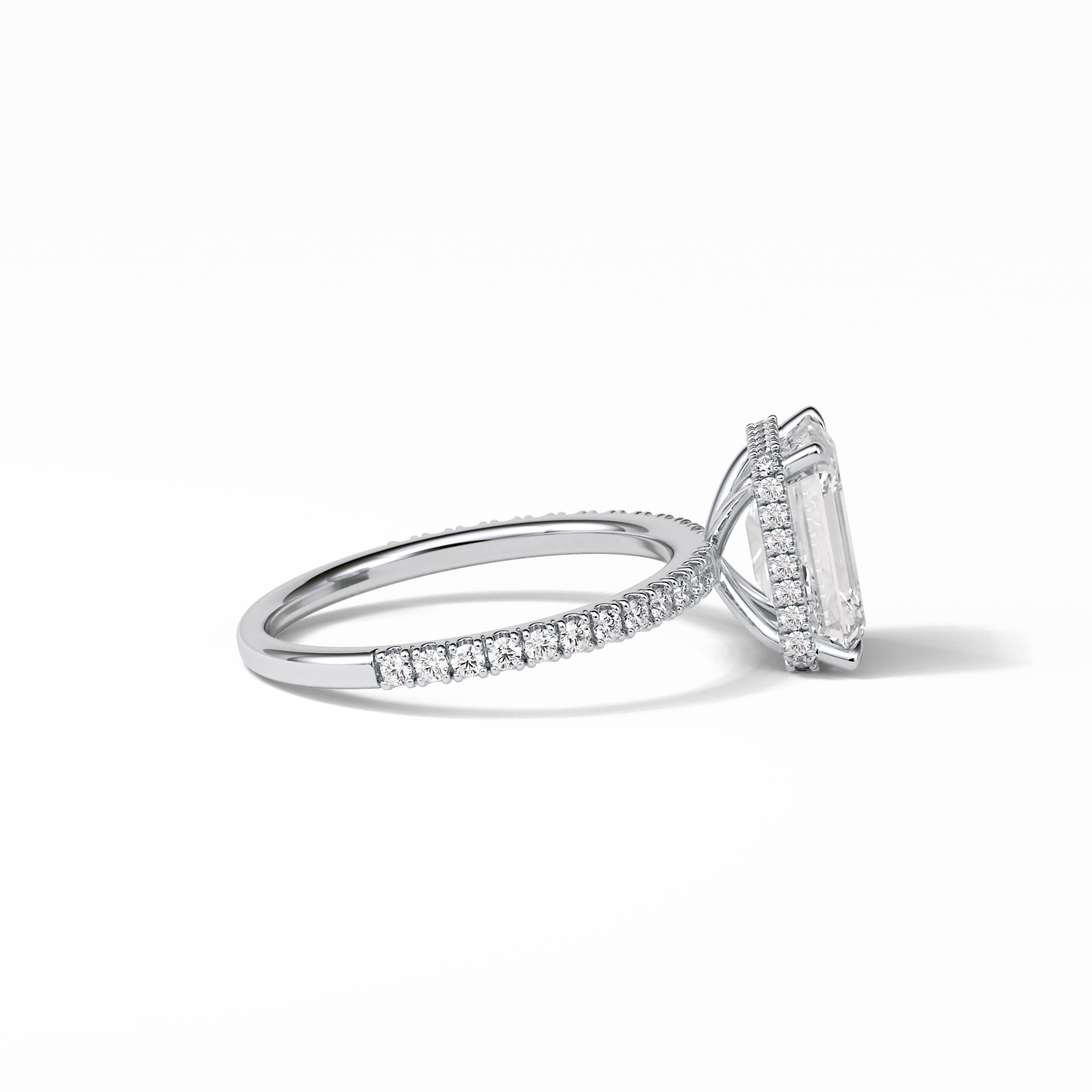 Emerald Hidden Halo & Pave Lab Grown Diamond Engagement Ring