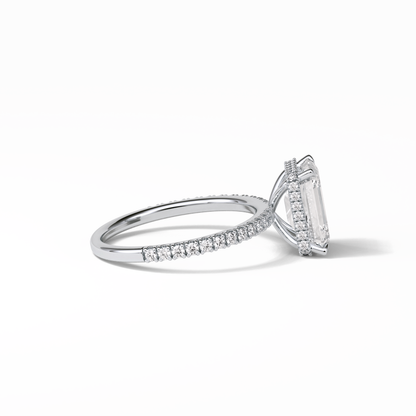 Emerald Hidden Halo & Pave Lab Grown Diamond Engagement Ring
