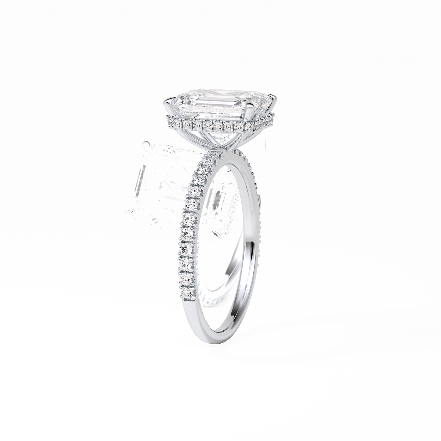Emerald Hidden Halo & Pave Lab Grown Diamond Engagement Ring