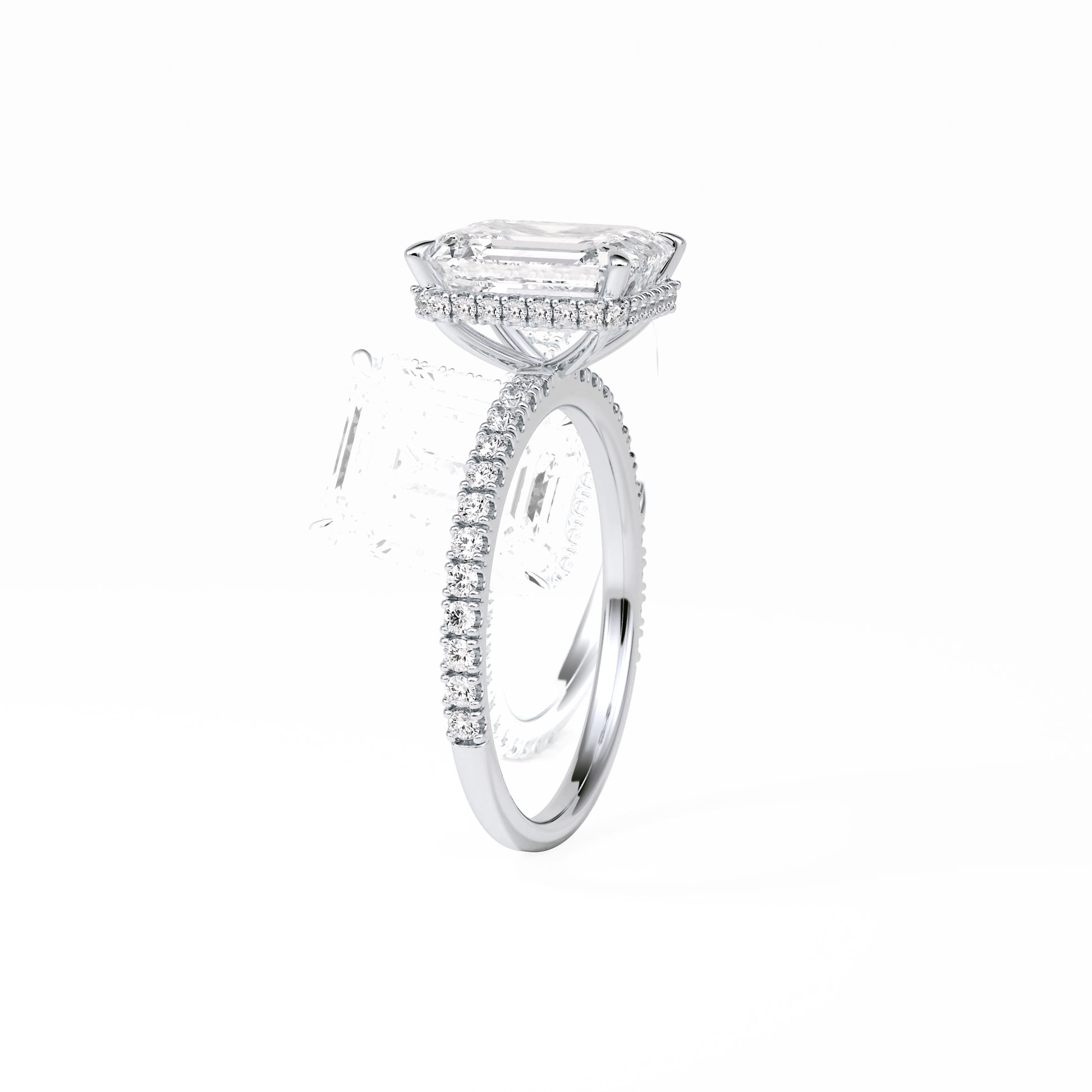 Emerald Hidden Halo & Pave Lab Grown Diamond Engagement Ring