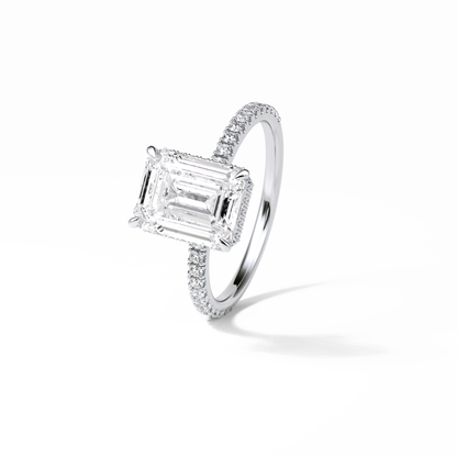Emerald Hidden Halo & Pave Lab Grown Diamond Engagement Ring