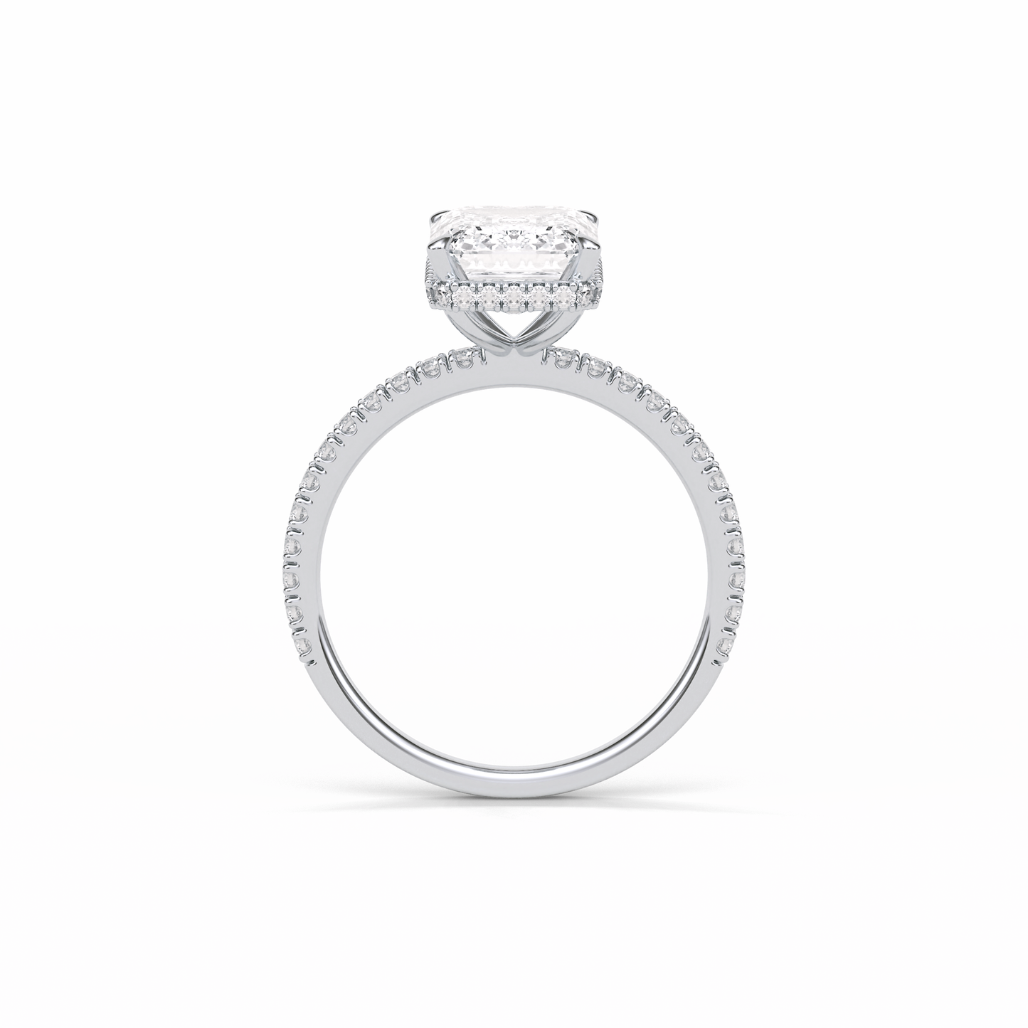 Emerald Hidden Halo & Pave Lab Grown Diamond Engagement Ring
