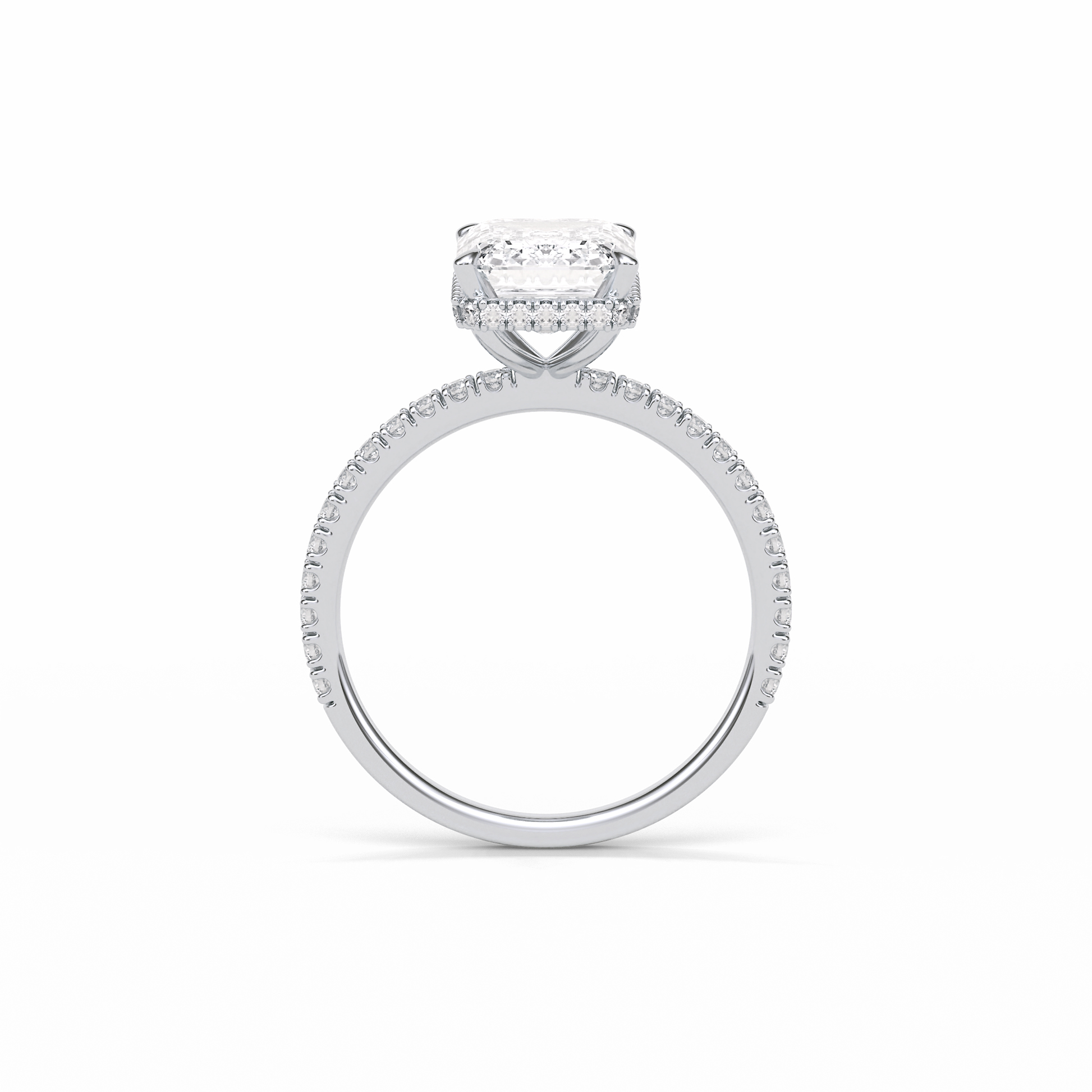 Emerald Hidden Halo & Pave Lab Grown Diamond Engagement Ring
