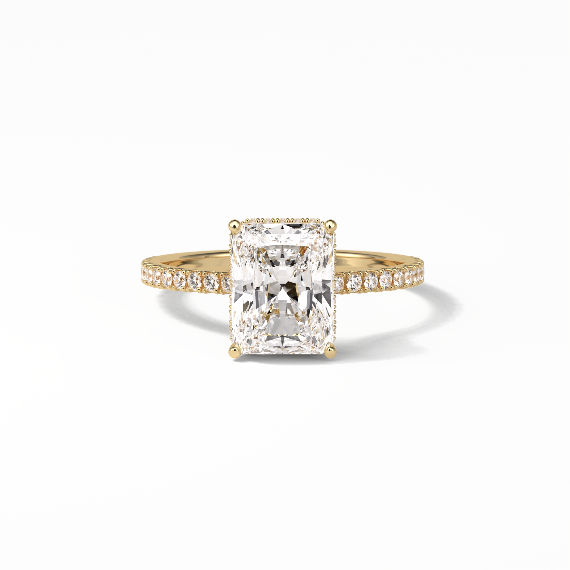 Radiant Hidden Halo & Pave Lab Grown Diamond Engagement Ring