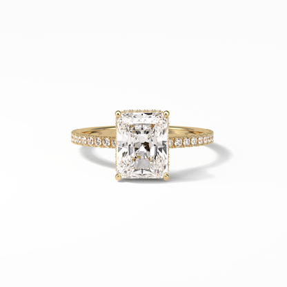 Radiant Hidden Halo & Pave Lab Grown Diamond Engagement Ring