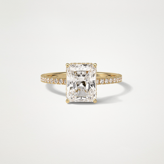 Radiant Hidden Halo & Pave Lab Grown Diamond Engagement Ring