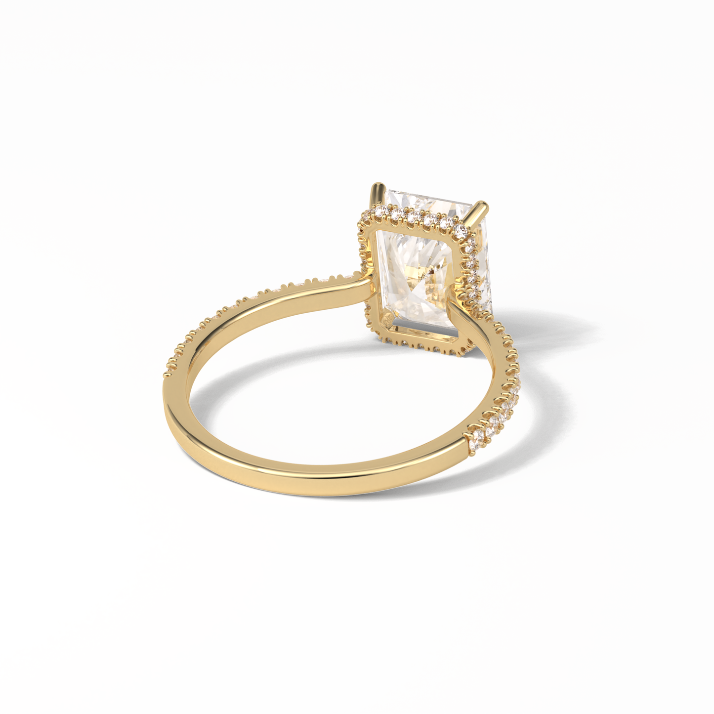 Radiant Hidden Halo & Pave Lab Grown Diamond Engagement Ring
