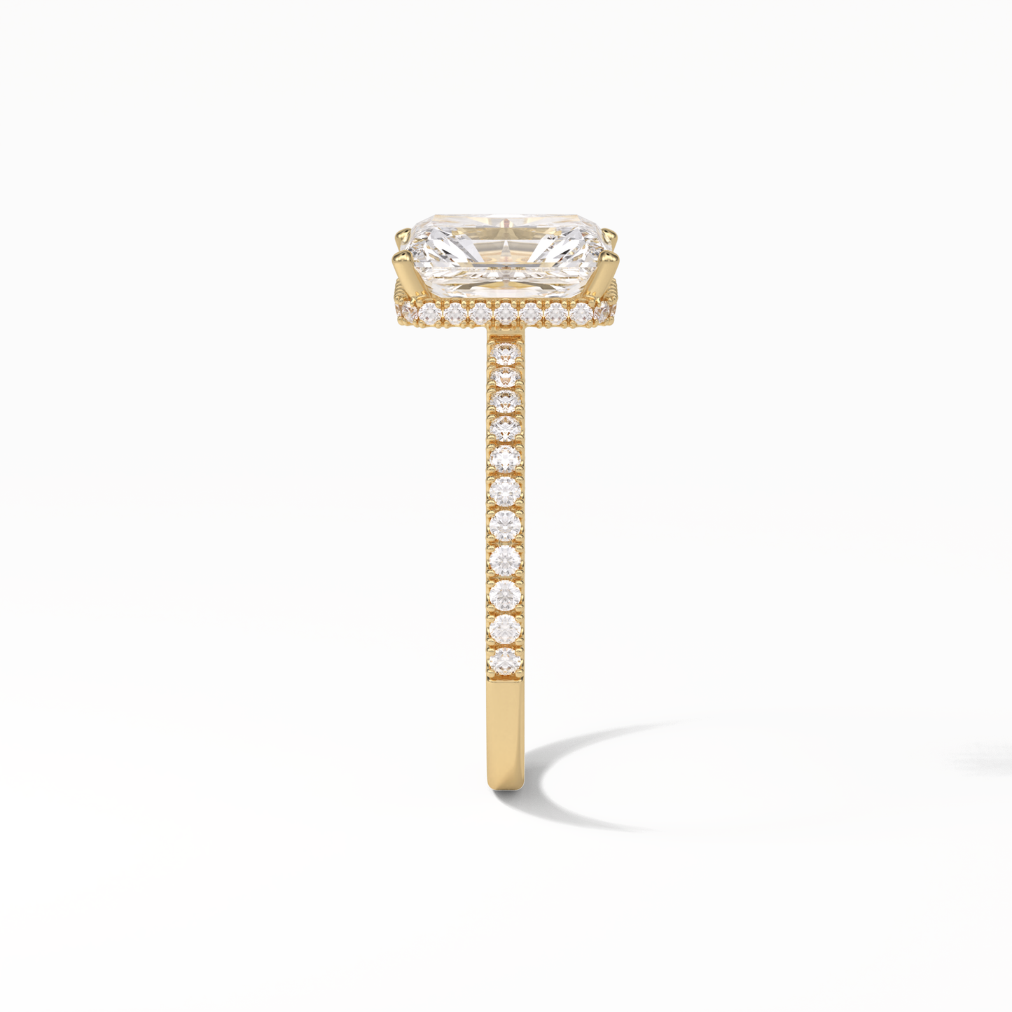 Radiant Hidden Halo & Pave Lab Grown Diamond Engagement Ring