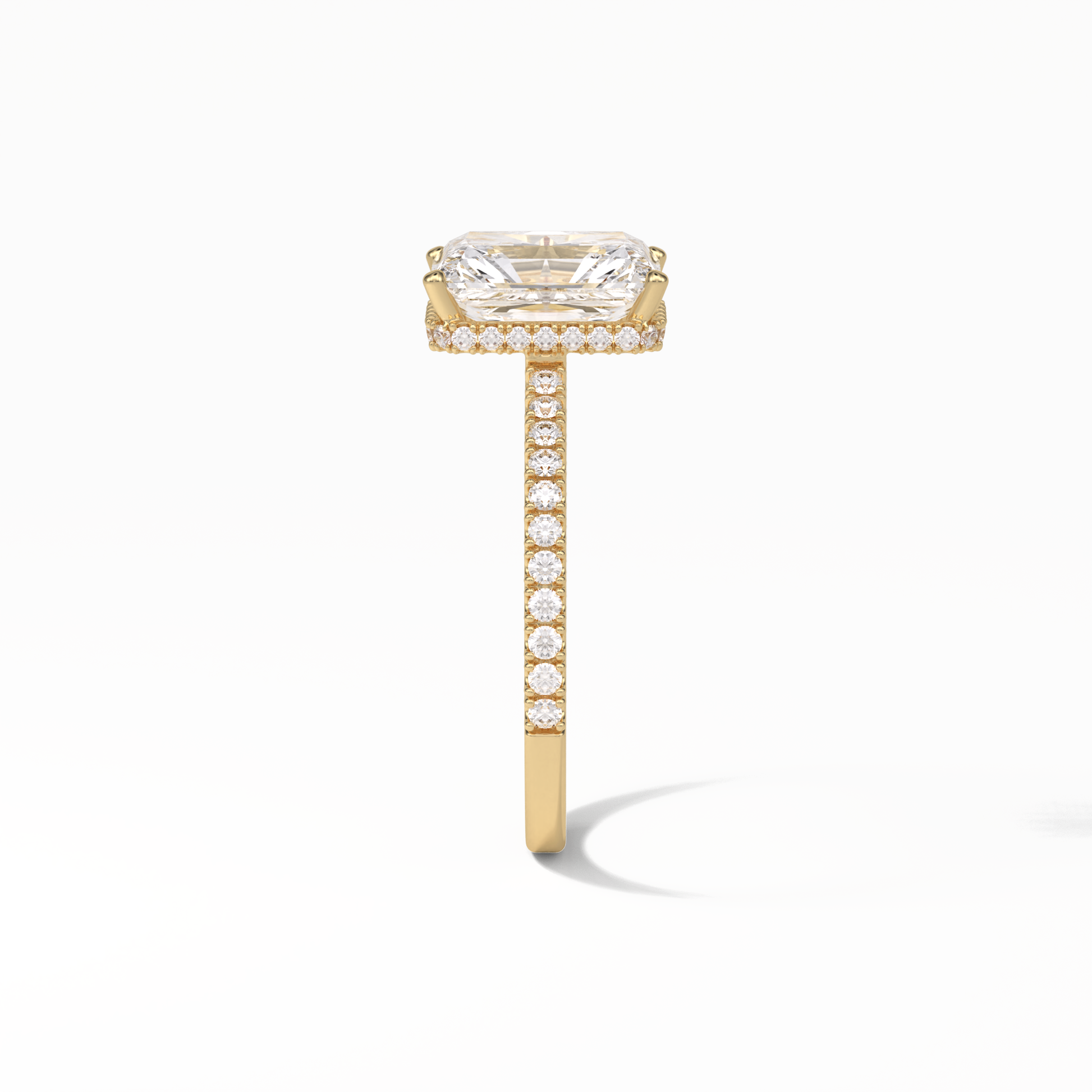 Radiant Hidden Halo & Pave Lab Grown Diamond Engagement Ring