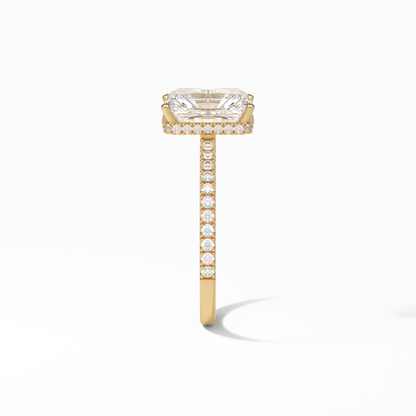 Radiant Hidden Halo & Pave Lab Grown Diamond Engagement Ring