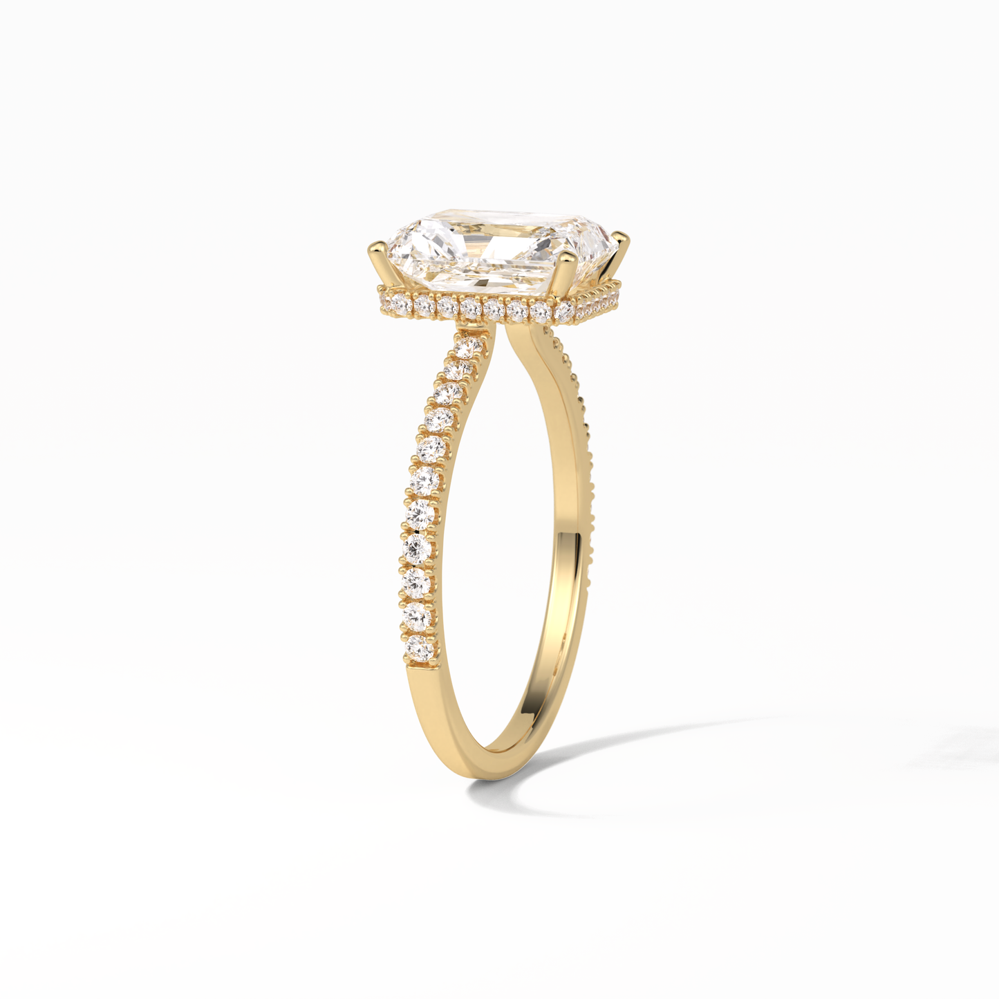 Radiant Hidden Halo & Pave Lab Grown Diamond Engagement Ring