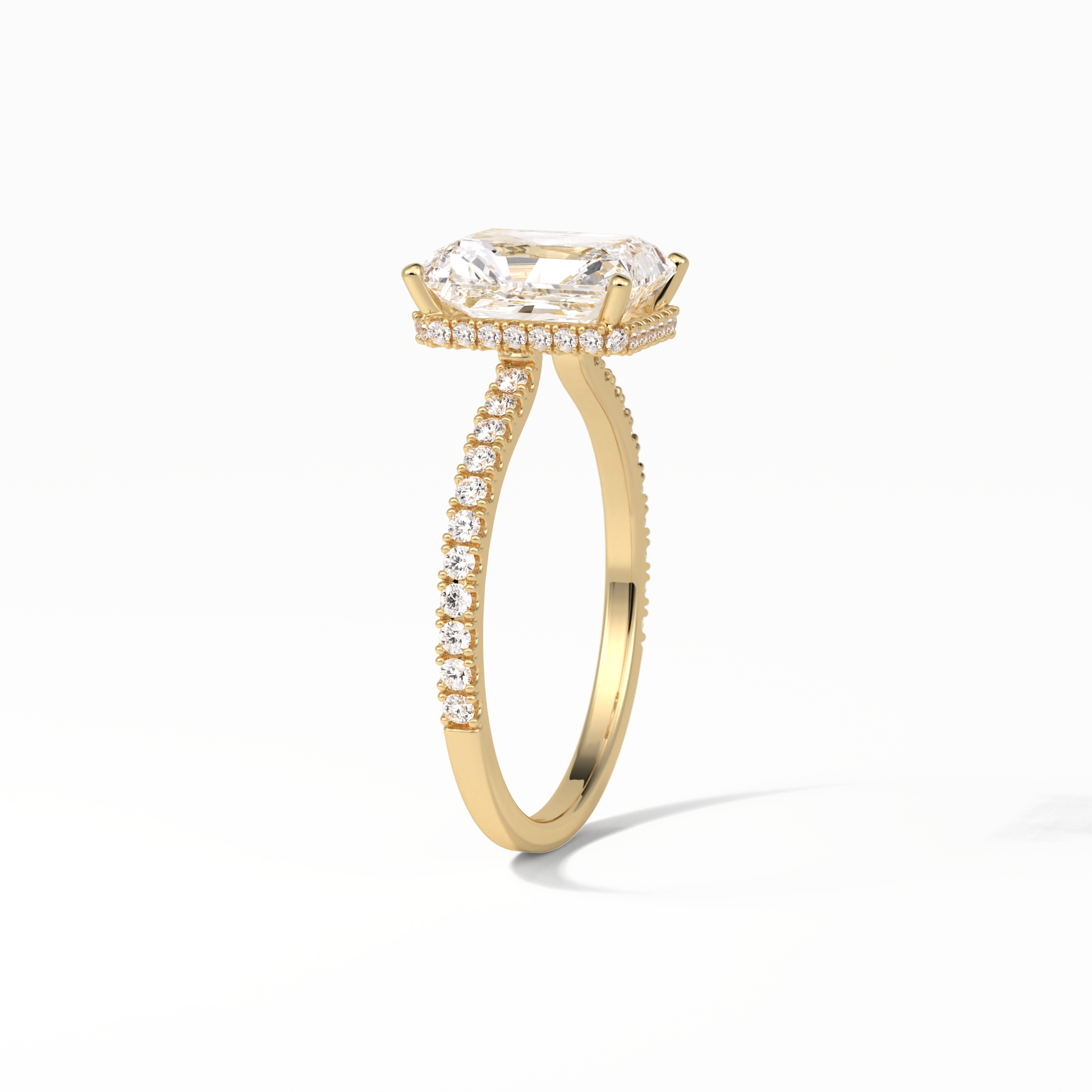 Radiant Hidden Halo & Pave Lab Grown Diamond Engagement Ring