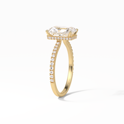 Radiant Hidden Halo & Pave Lab Grown Diamond Engagement Ring
