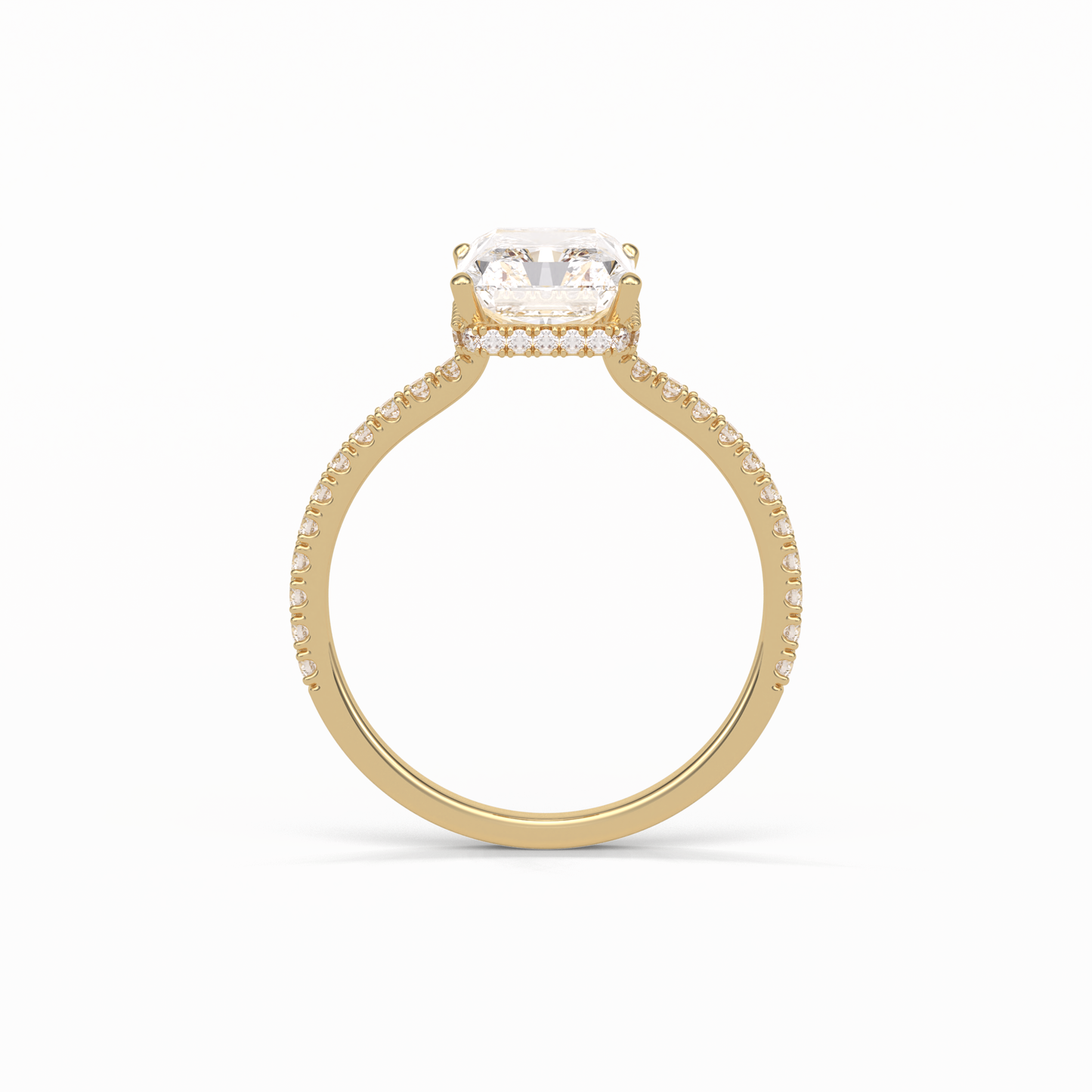 Radiant Hidden Halo & Pave Lab Grown Diamond Engagement Ring