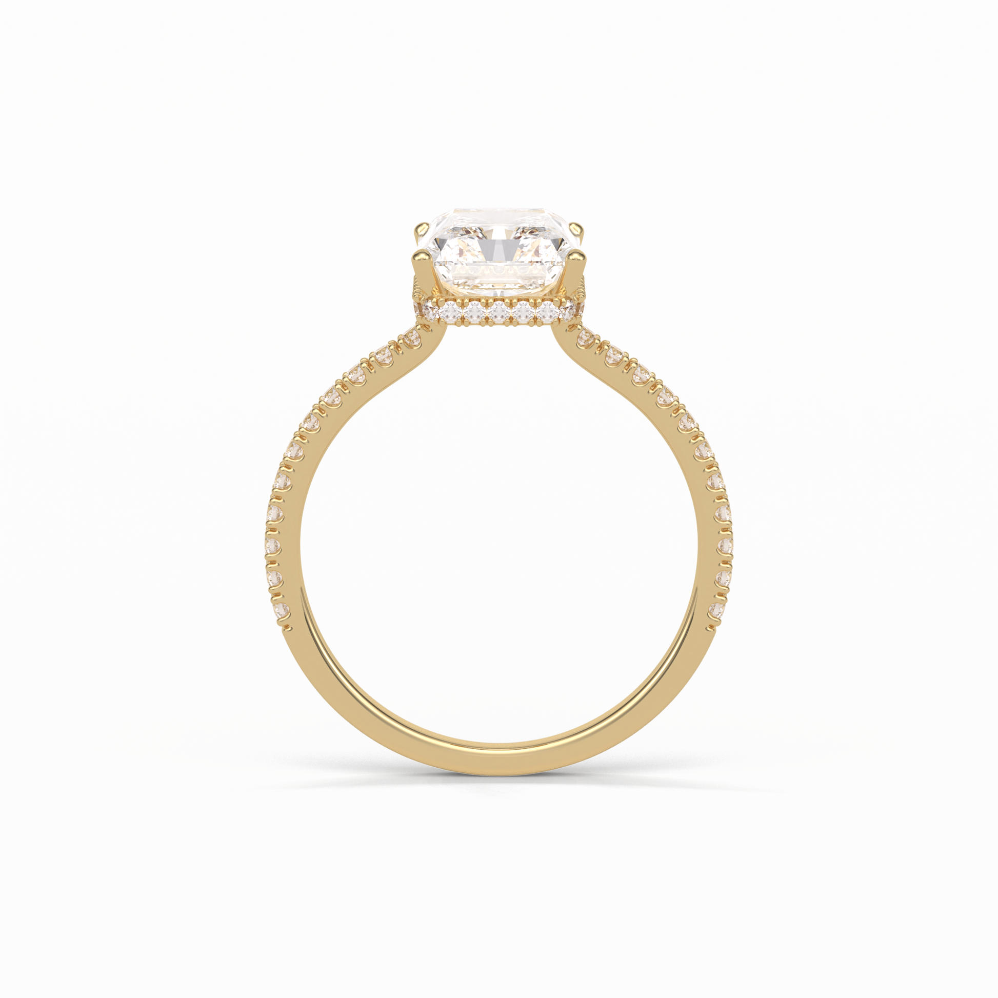 Radiant Hidden Halo & Pave Lab Grown Diamond Engagement Ring