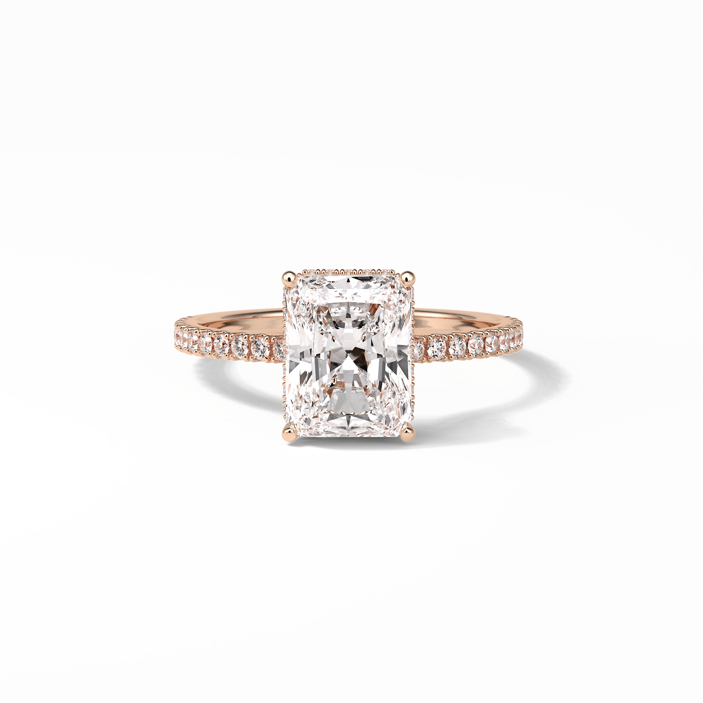 Radiant Hidden Halo & Pave Lab Grown Diamond Engagement Ring