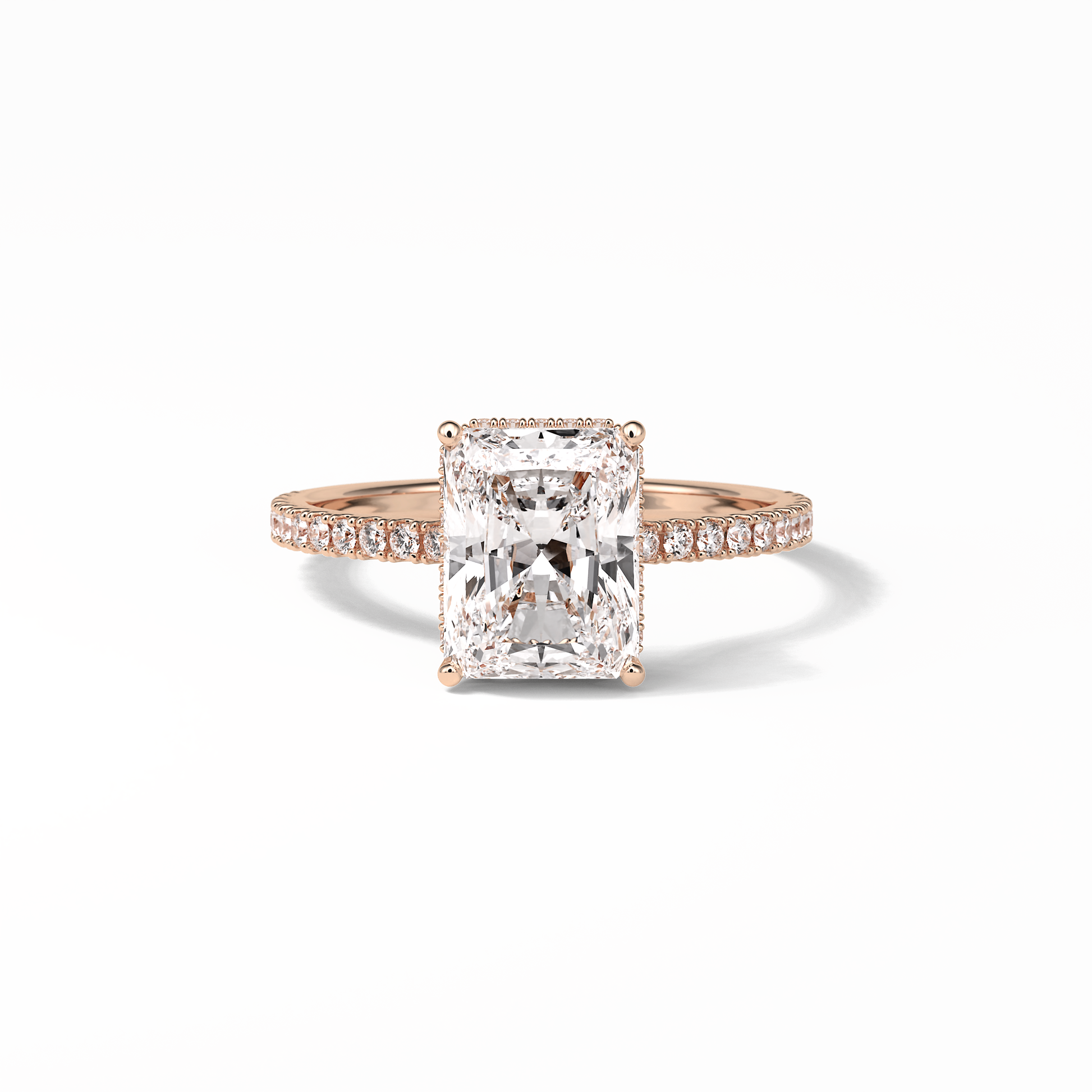 Radiant Hidden Halo & Pave Lab Grown Diamond Engagement Ring