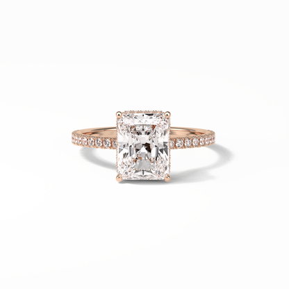 Radiant Hidden Halo & Pave Lab Grown Diamond Engagement Ring
