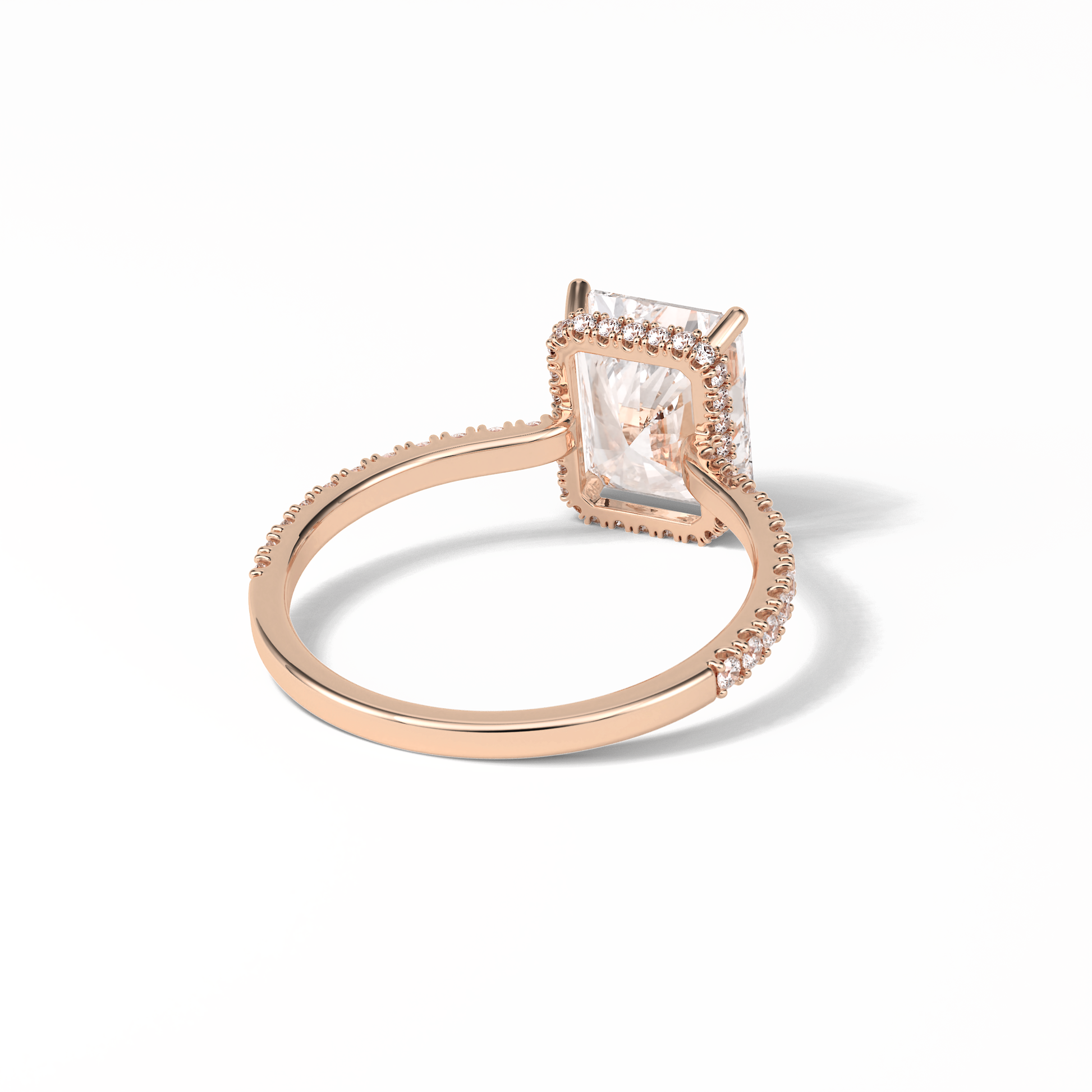 Radiant Hidden Halo & Pave Lab Grown Diamond Engagement Ring