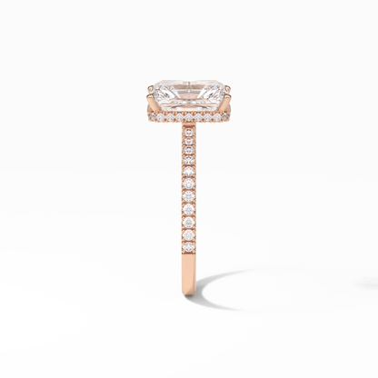 Radiant Hidden Halo & Pave Lab Grown Diamond Engagement Ring