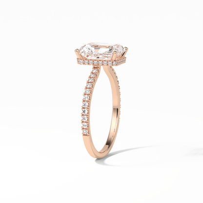 Radiant Hidden Halo & Pave Lab Grown Diamond Engagement Ring