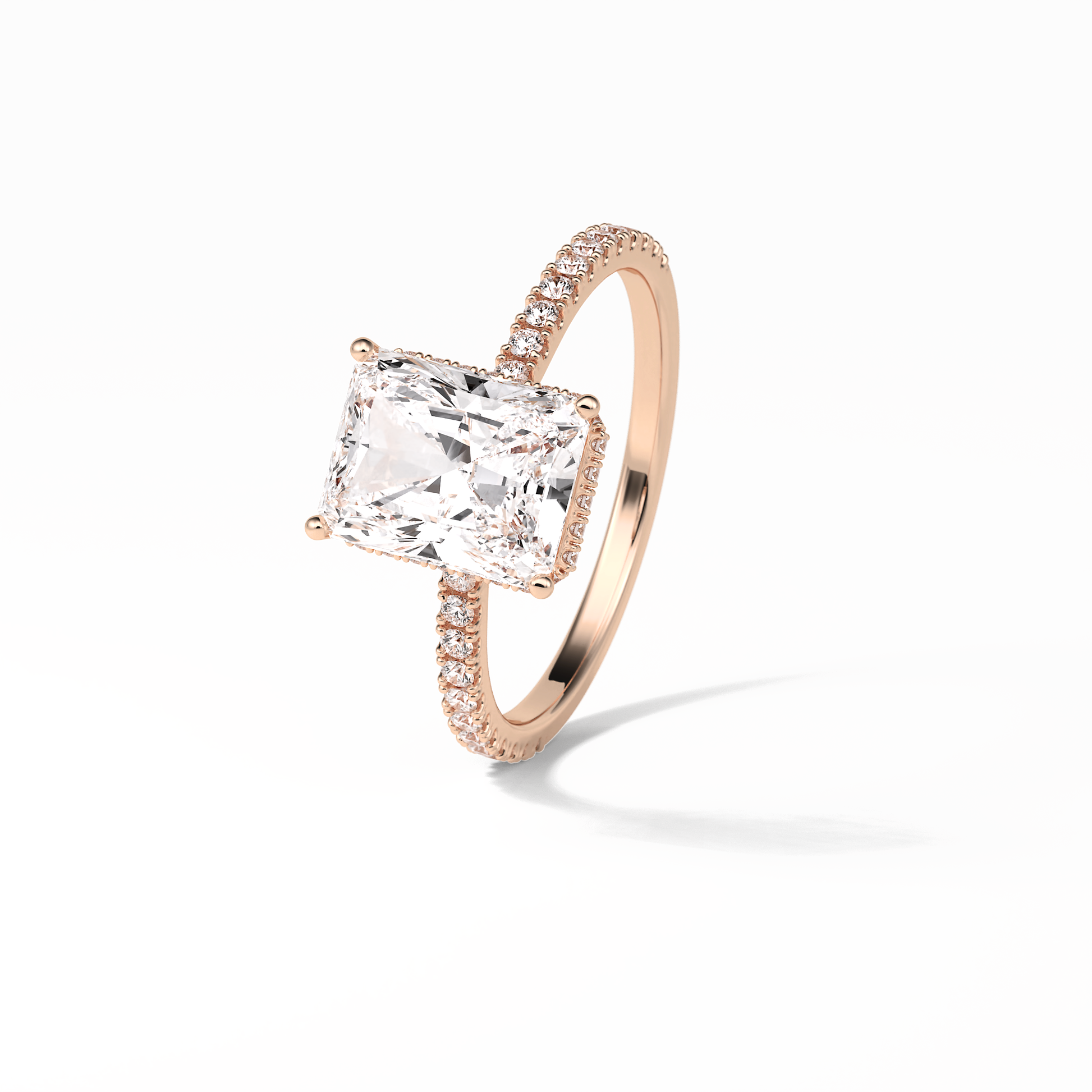 Radiant Hidden Halo & Pave Lab Grown Diamond Engagement Ring