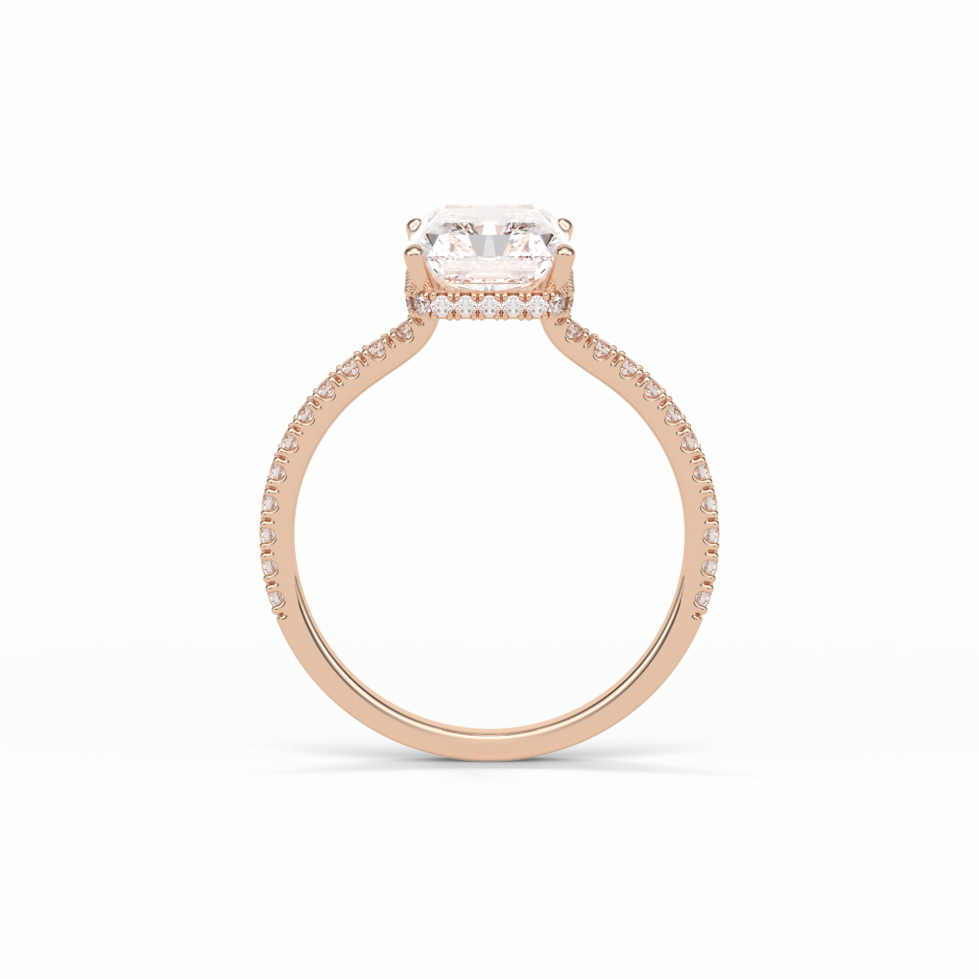 Radiant Hidden Halo & Pave Lab Grown Diamond Engagement Ring