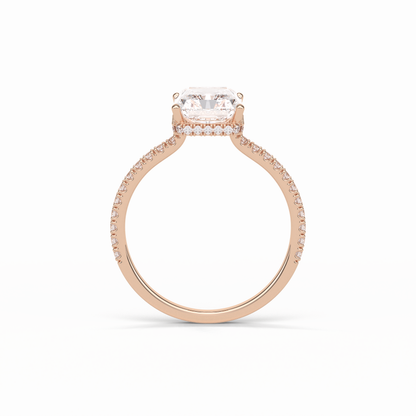 Radiant Hidden Halo & Pave Lab Grown Diamond Engagement Ring